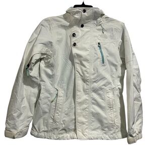 The North Face 2 In 1 Hyvent Hooded Jacket Women Size XS White Blue